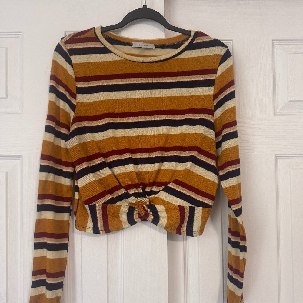 Striped Long Sleeve Crop Top